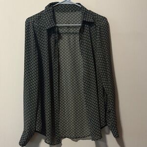 Patterned Black and White Sheer Women's Top